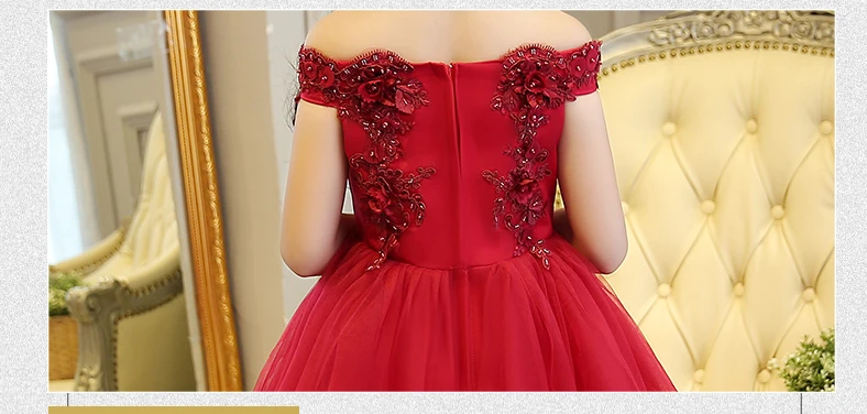 Платья для девочек с цветами кружевное свадебное платье аппликацией из красных