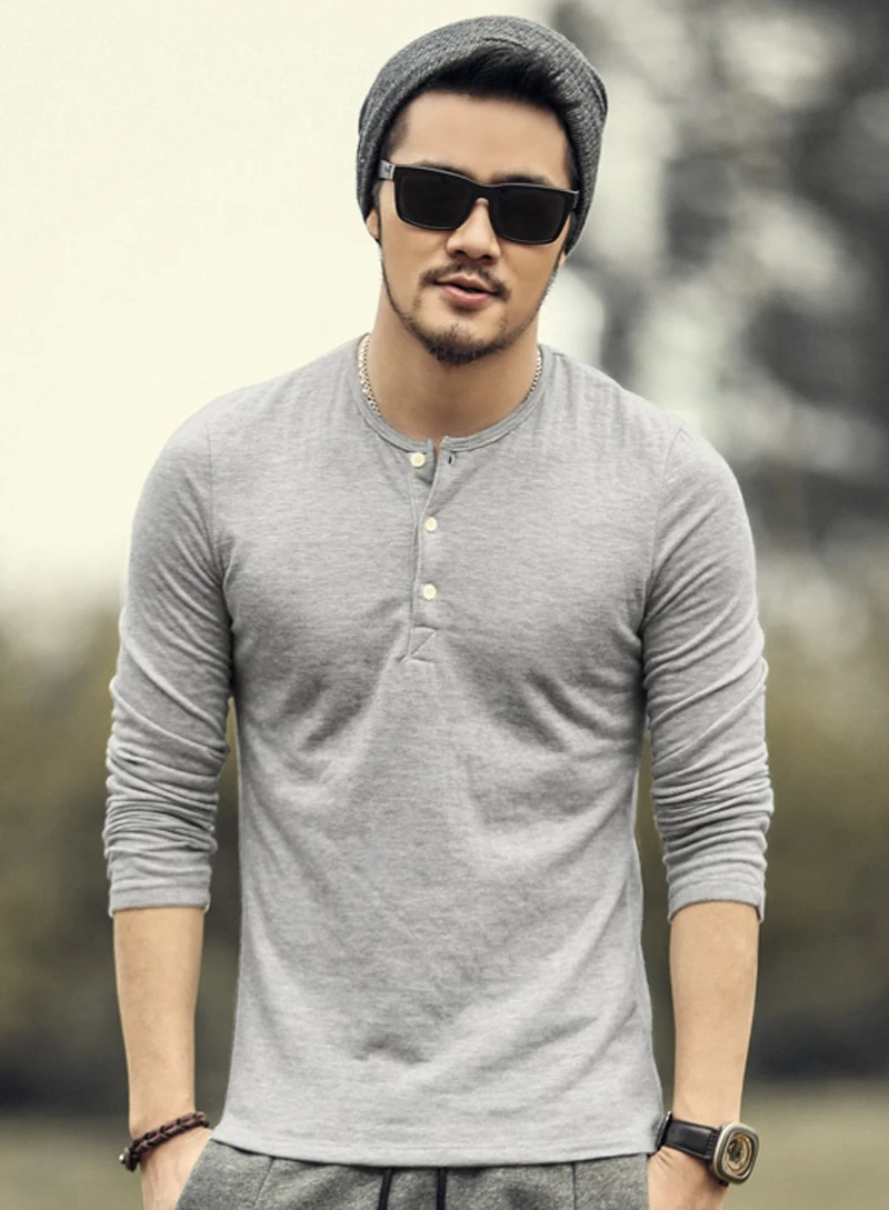 Футболка мужская с длинным рукавом стиль милитари хлопок лайкра Повседневная