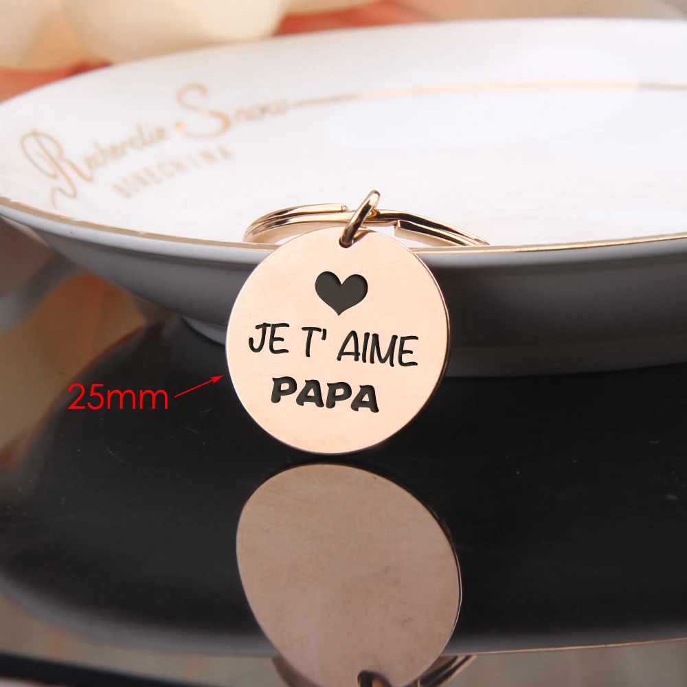 FLYANGEL брелок с гравировкой Jet Aime Papa милые подарки держатель для ключей надписью Daddy