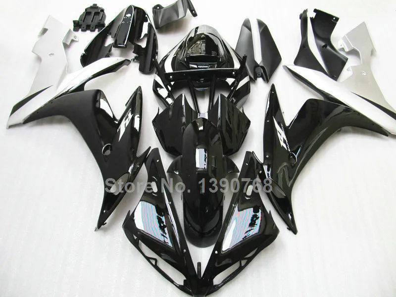 

Motorcycle unpainted bodywork fairing for YAMAHA injection mold YZF R1 04 05 06 black silver fairings set YZFR1 2004-2006 PQ45