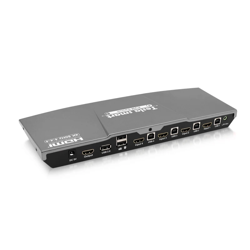 Tesla smart серый высококачественный HDMI 4K@ 60Hz HDMI KVM переключатель 4 порта USB KVM HDMI переключатель поддержка 3840*2160/4K* 2K дополнительный USB2.0 порт
