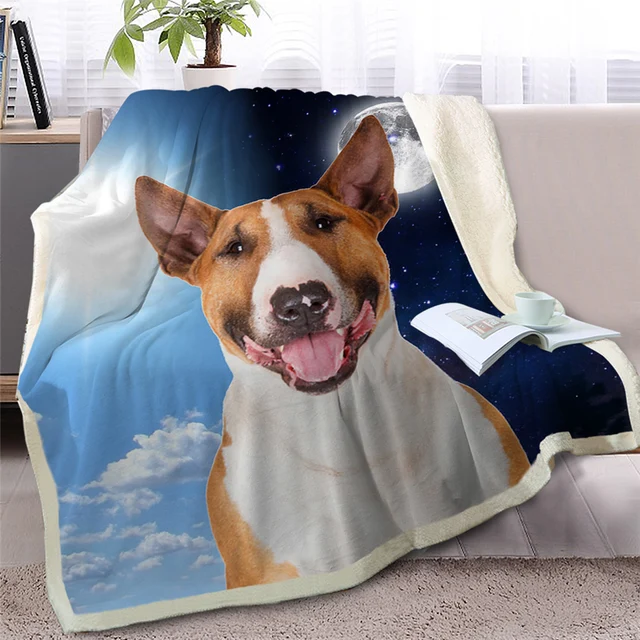 BlessLiving Pet Dog Sherpa Blanket on Bed 3D Border Collie Throw Blanket Animal Bedspread Day and Night Sky Scenery Sofa Cover 4