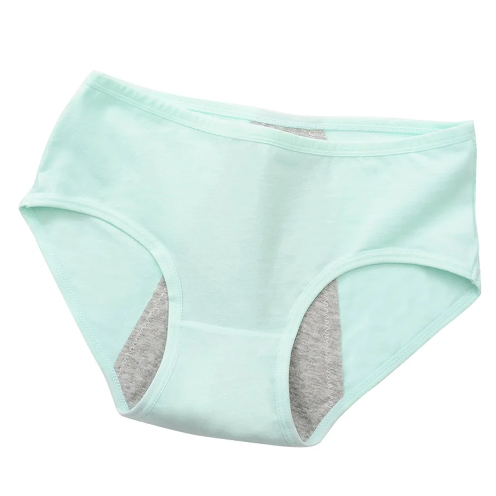 Light green 3 шт., женское нижнее белье, одноцветные дышащие Бесшовные герметичные гигиенические менструальные трусы TY66 - Цвет: Light green