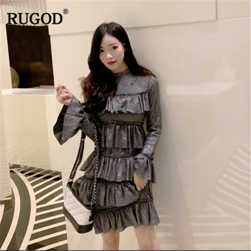 RUGOD/Новинка Весенние женские вечерние платья Модное нарядное платье с длинными