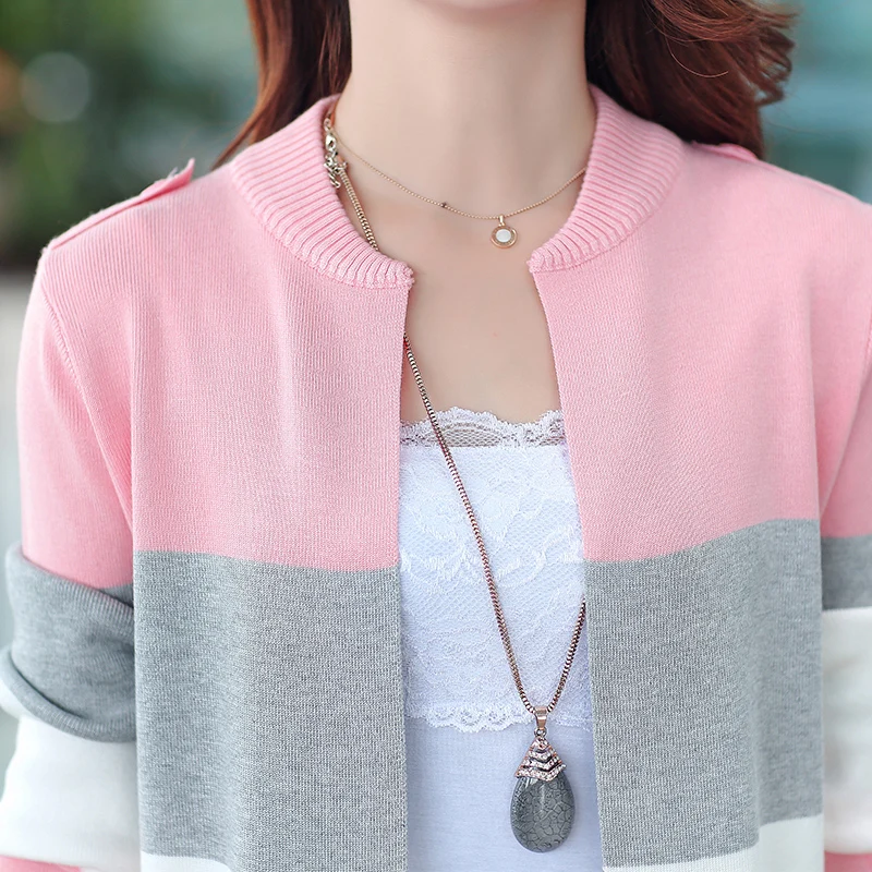 Женский Длинный трикотажный кардиган ASLTW тонкий свитер в цветную полоску с