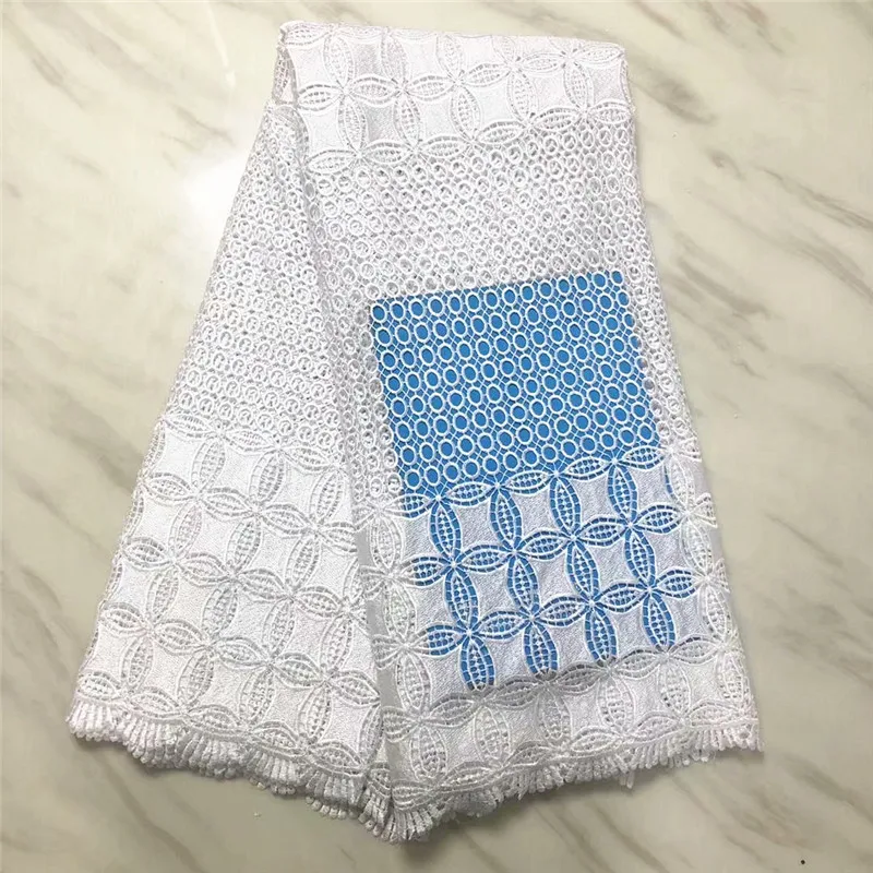 Красивая белая высококачественная нигерийская гипюровая кружевная ткань для