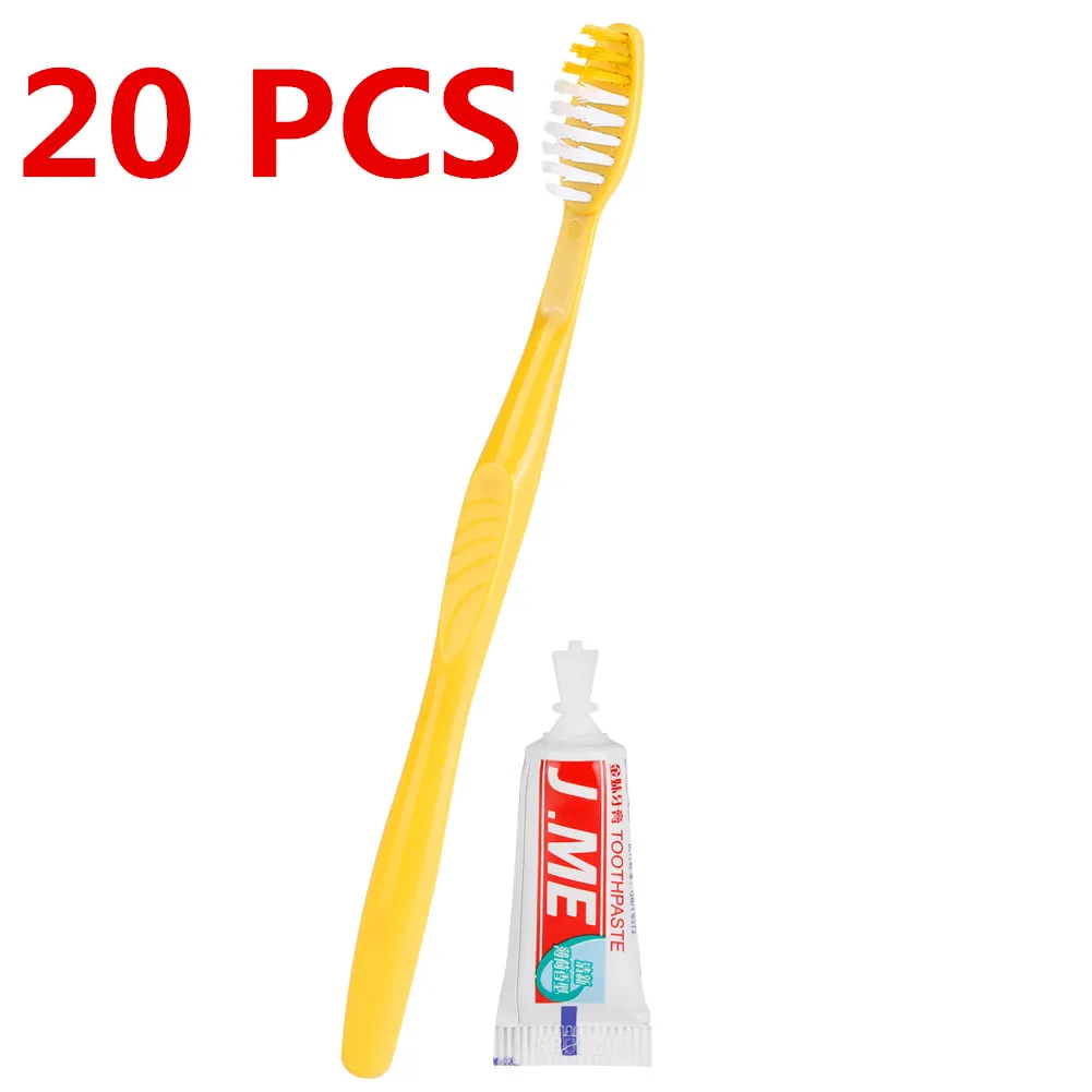 20 PCS 100/50 PSC портативная одноразовая зубная щетка для гостиницы с зубной пастой набор Поставки удобный пластиковый походный дорожный инструмент для мытья полоскания - Color: 20 PCS