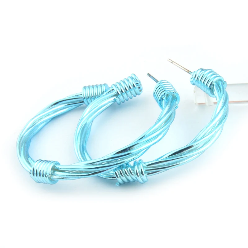 light blue NeeFu WoFu Висячие Серебряные серьги кольцо 10 цветов ручной работы металлические медные длинные Brinco серьги Леопард oorbellen Brinco Рождественский подарок - Окраска металла: light blue