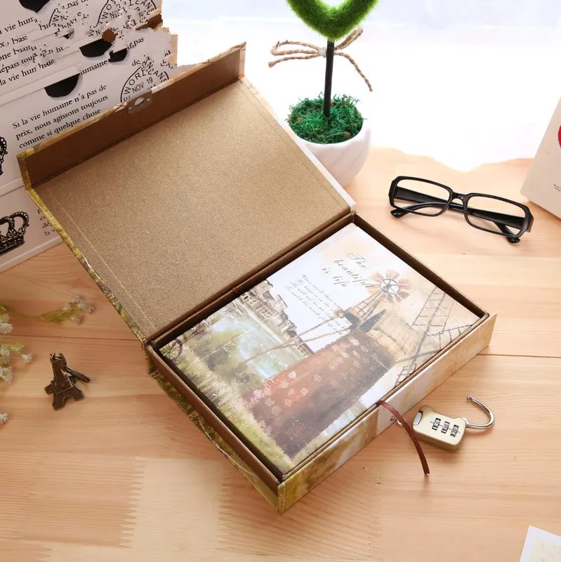 

"Достопримечательности" твёрдая обложка дневника Винтаж в ретро-стиле с подкладкой Freenote замок коробка для упаковки подарков журнал путешес...