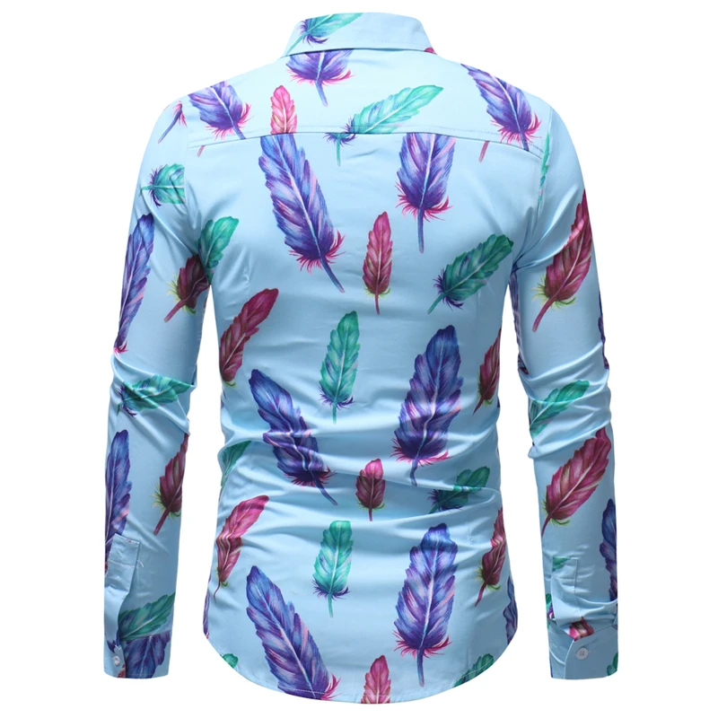 Для мужчин кожа принт Повседневная рубашка с длинным рукавом | 2018 осень Camisa