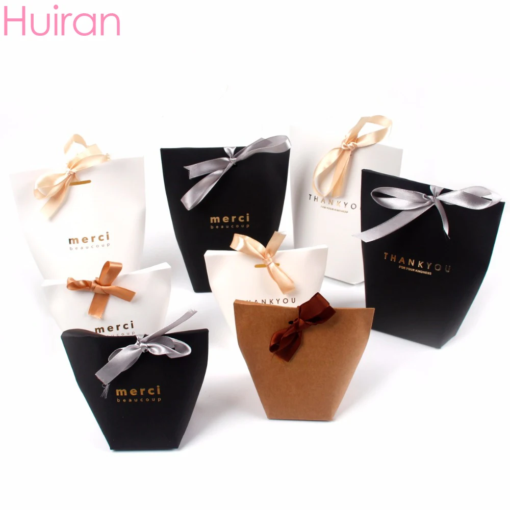 HUIRAN Merci Beaucoup с надписью спасибо белая коробка конфет на свадьбу свадебные
