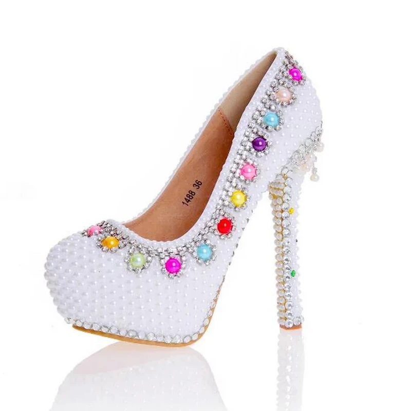 Туфли женские на платформе и высоком каблуке свадебная модная обувь для невесты