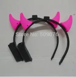 pink Партия из 2 предметов светодиод мигает повязка на голову, мини светодиодный рожок; повязка на голову быка с цифрами и рожками на капюшоне; одежда светодиодные, мигающие, для волос клип для вечерние поставки - Цвет: pink