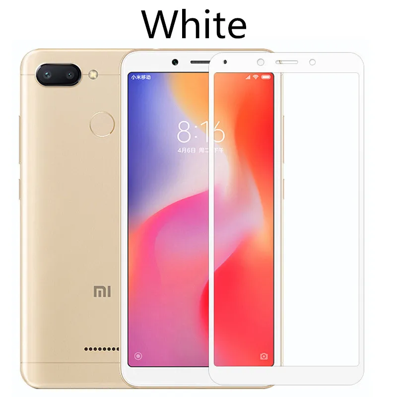 White Полное покрытие из закаленного стекла для Xiaomi redmi 6 redmi 6 Защита экрана для redmi 6A глобальная версия redmi 6A Защитная стеклянная пленка - Цвет: White