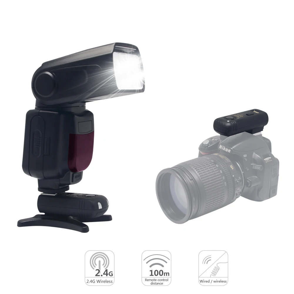 

Mcoplus TR-950 Flash Speedlite for Nikon DSLR Camera D5300 D5200 D5100 D3200 D700 D300s D90 D80+2.4G Wireless Remote Trigger