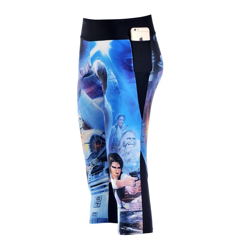 2015 брендовые леггинсы короткие Звездные войны цифровая печать тонкие джеггинсы