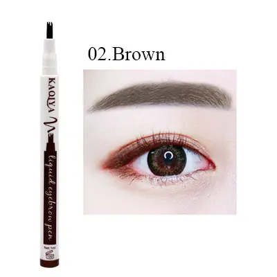 02-brown KAQIYA, 3 цвета, эскиз, жидкая, микроблейдинг, ручка для бровей, водостойкая, стойкий, коричневый цвет, для бровей, тату, краска, оттенок бровей - Цвет: 02-brown