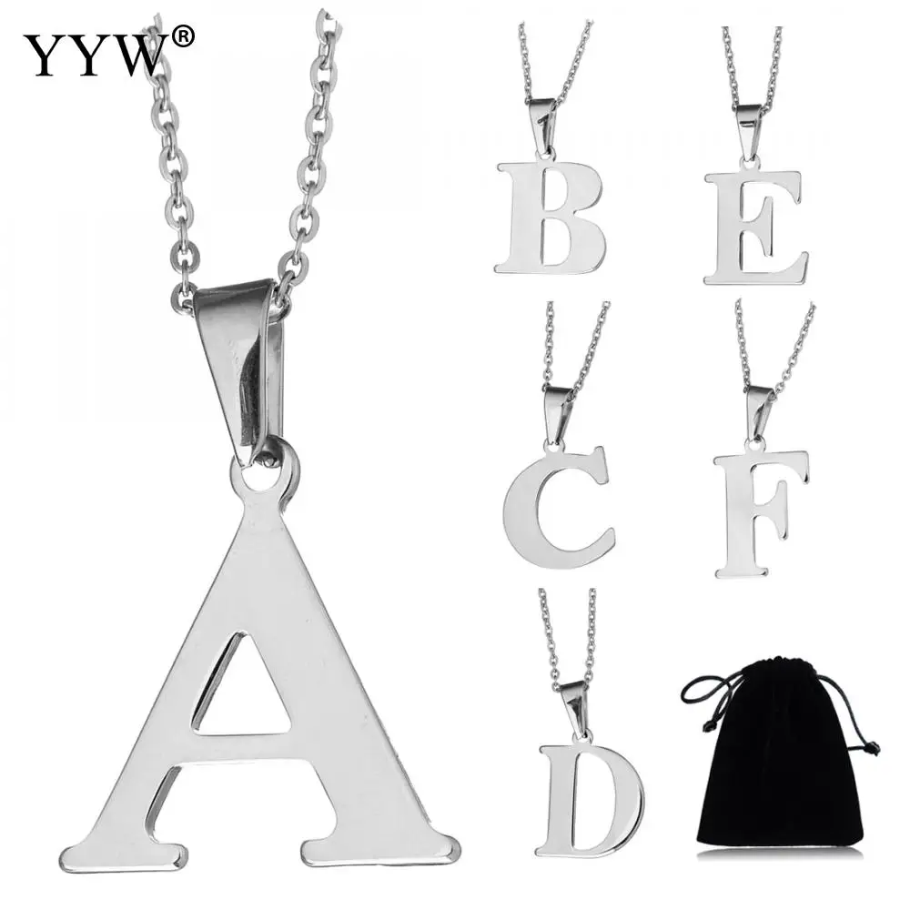 Фото Новейшие ожерелья с подвесками в виде букв Alfabet ожерелье из нержавеющей стали