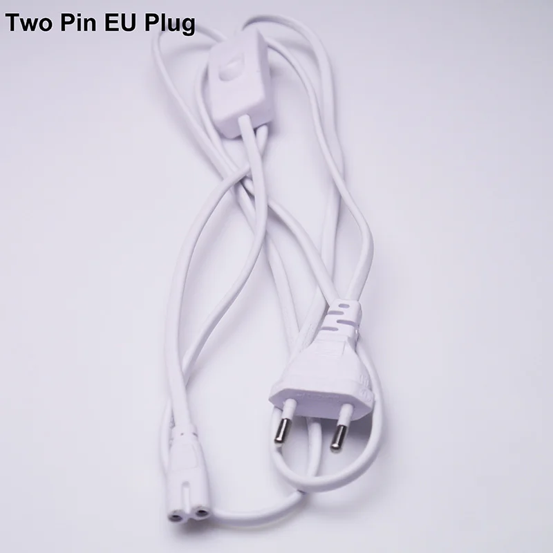 2 PIN EU Plug 180CM BEYLSION T5 t8 Электрический провод кабельный разъём с переключателем удлинитель шнура питания светодиодная осветительная трубка Штекерный кабель 20 см 50 см - Цвет: 2 PIN EU Plug 180CM