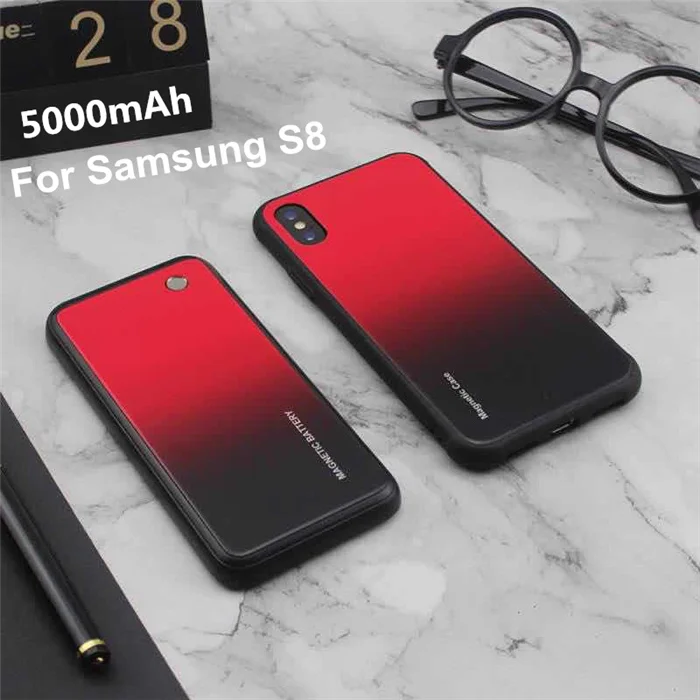 NTSPACE 5000 мАч беспроводной магнитный чехол для зарядки аккумулятора для samsung Galaxy S7 Edge S8 Plus чехол для питания Портативный чехол для внешнего аккумулятора - Цвет: Red for S8