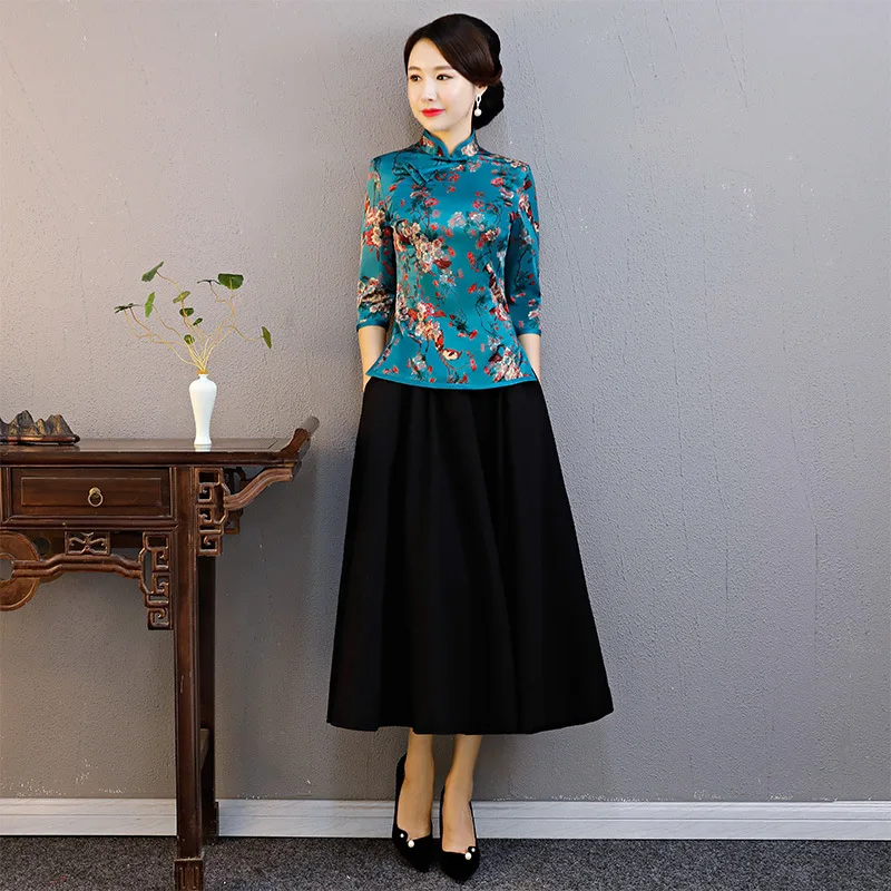 Традиционная китайская одежда для женщин мать Qipao длинные китайский новый год