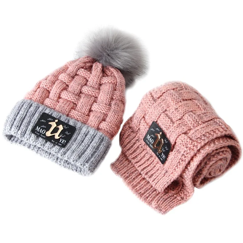 Рождественская зимняя детская шапка мальчиков и девочек комплект с шарфом