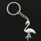 Новинка, модный мужской брелок 30 мм, металлический держатель сделай сам, цепочка, винтажный кран, птица, фламинго, 25x46 мм, серебристый цвет, кулон, подарок