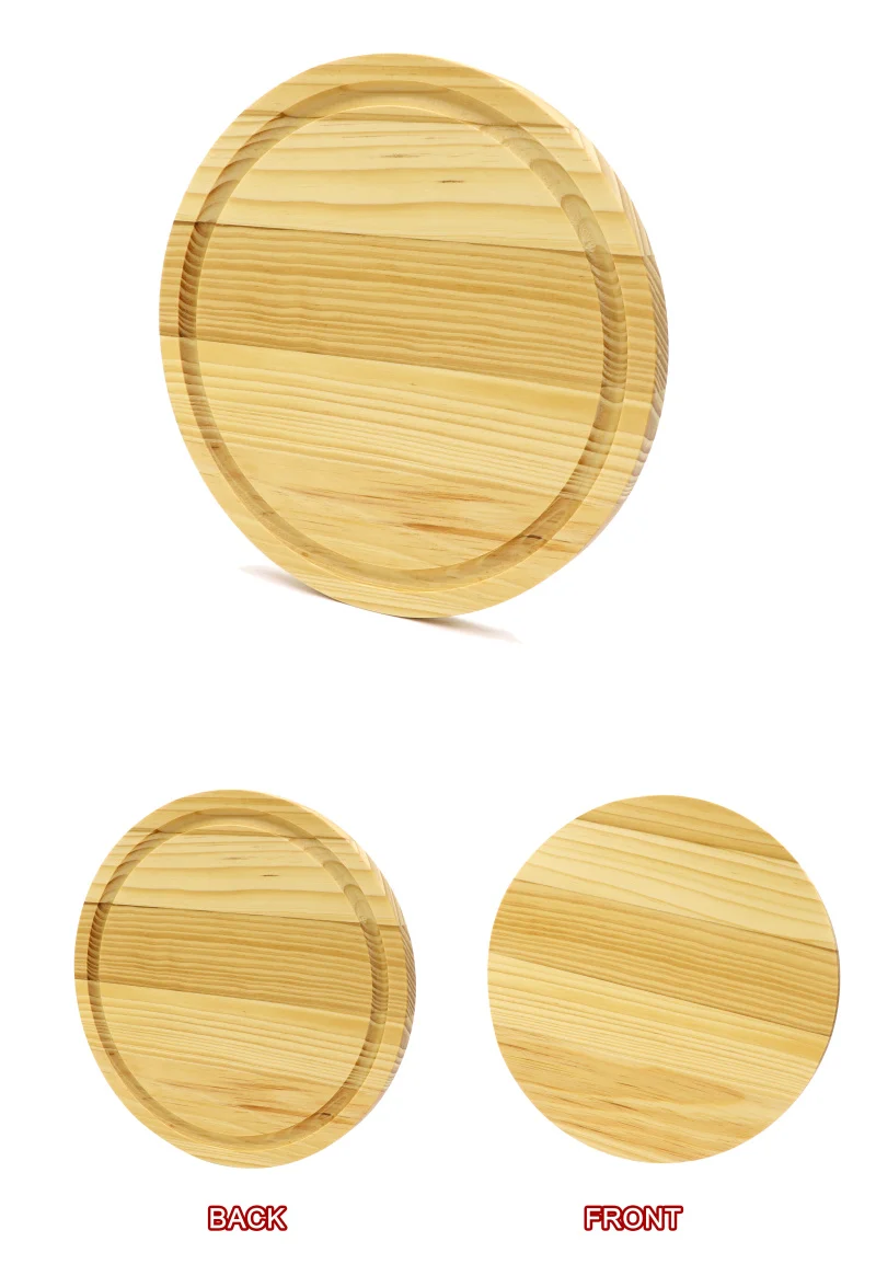 Jaswehome pine wood round cutting board cheese boards solid wood chopping block chopping board with juice groove