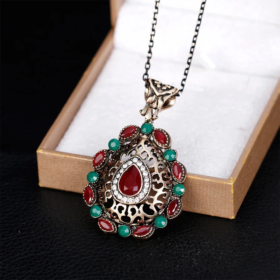 Новый Винтаж Boho Смола Цепочки и ожерелья Наборы ювелирных украшений Женская