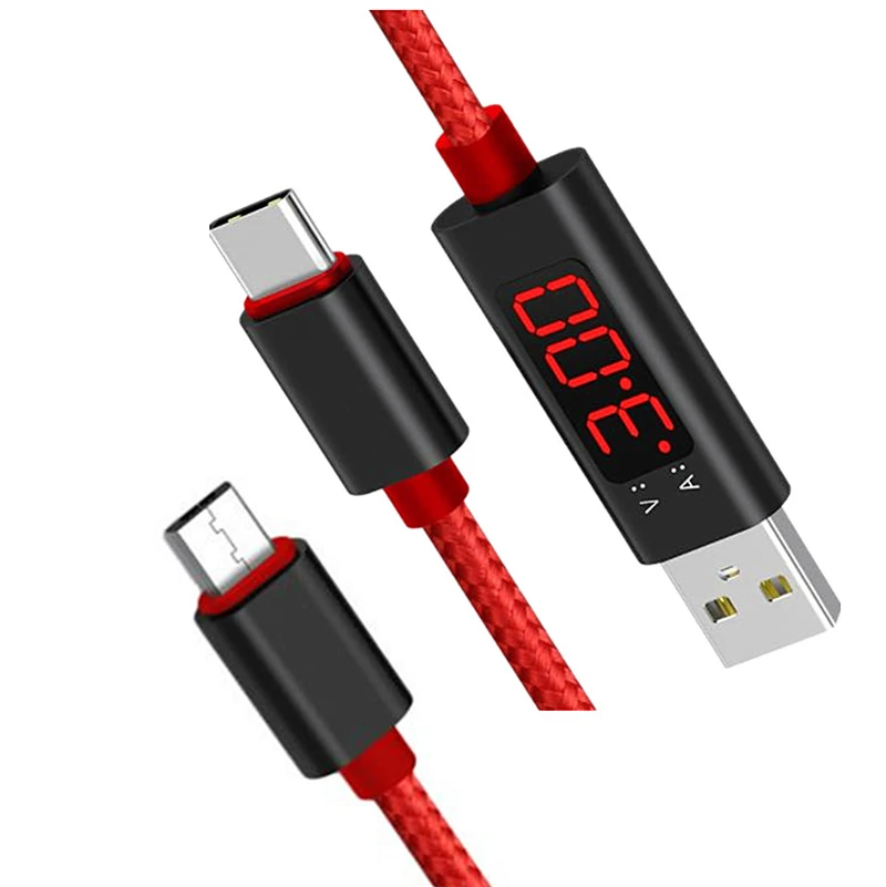 1 м USB нейлоновый измеритель напряжения умный дисплей тестер данных кабель