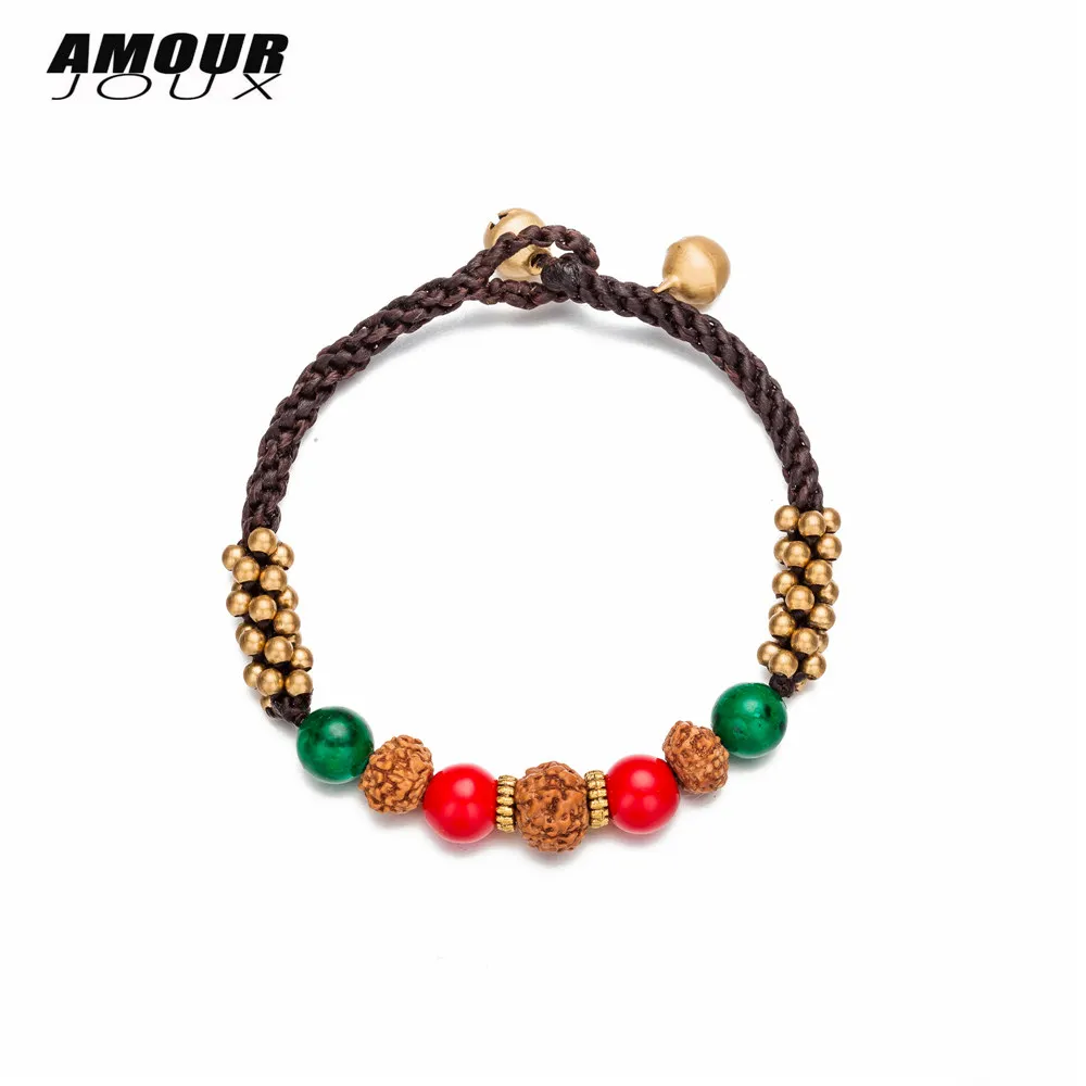 AMOURJOUX оригинальный дизайн ручной работы Rudraksha натуральный камень бусины цепь