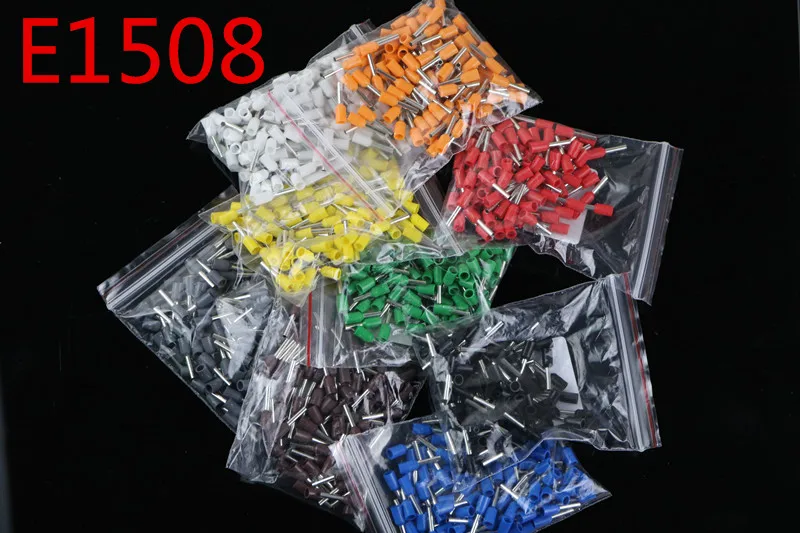 E1508 трубки Изоляционные изолированные клеммы 1.5MM2 100 шт./упак. кабель провода