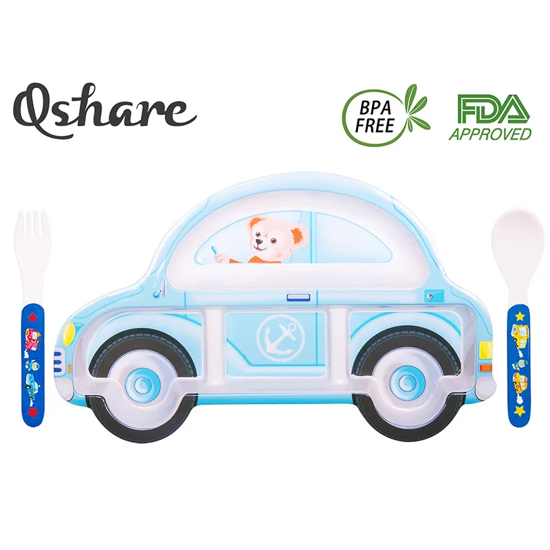 Qshare ребенок FDA пластик имитация фарфора Младенческая тарелка посуда малыш лоток детский пищевой контейнер столовые приборы для кормления ребенка