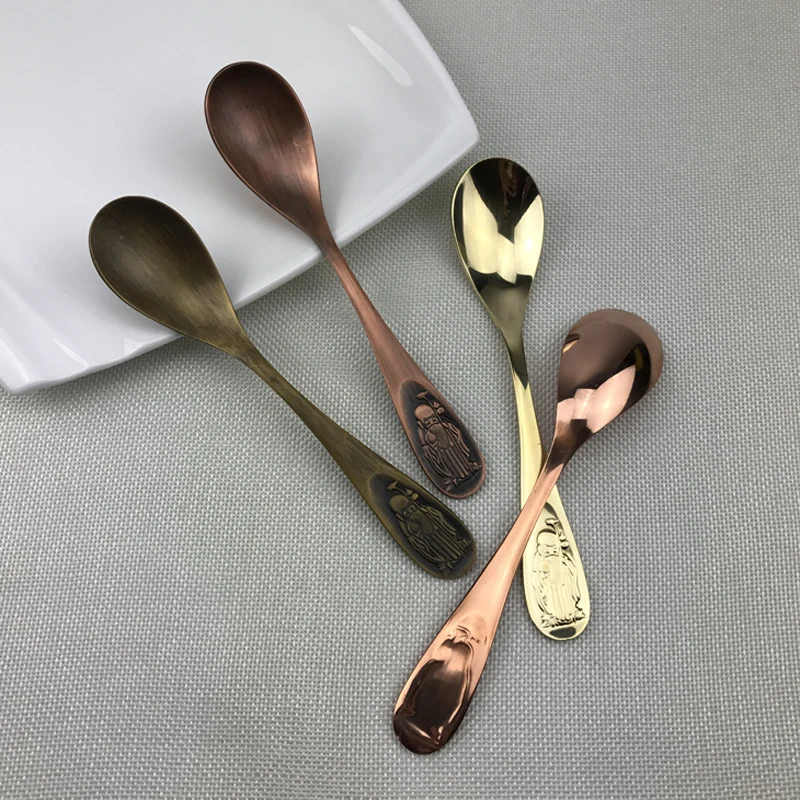 1 шт. винтажные столовые приборы красная медная латунная ложка Золотая столовая