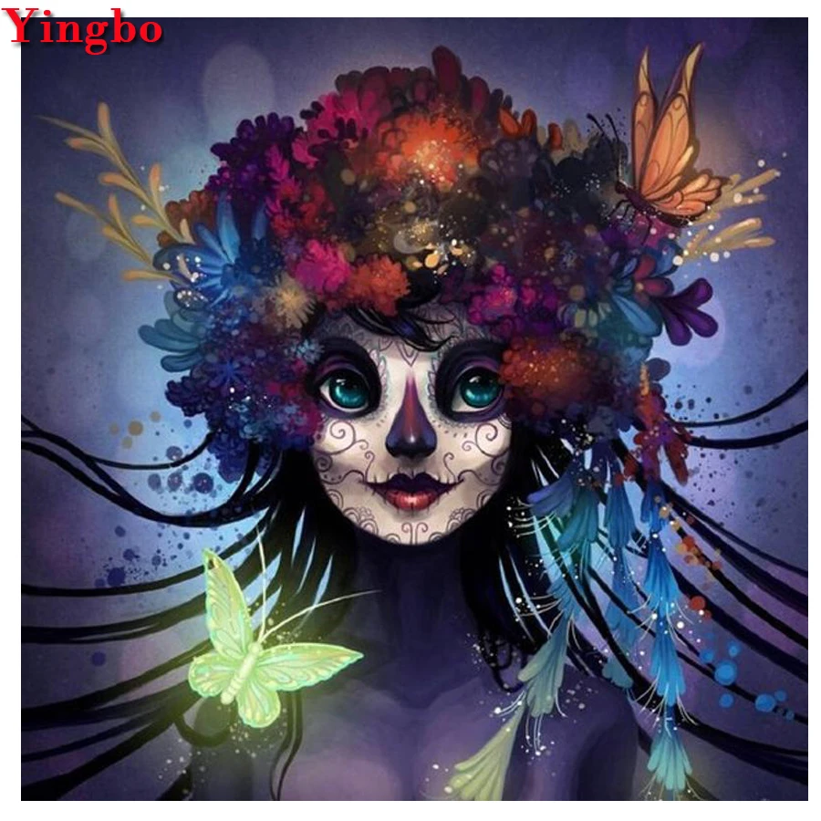 5D алмазная живопись сделай сам узор в виде черепа женщина вышивка крестиком