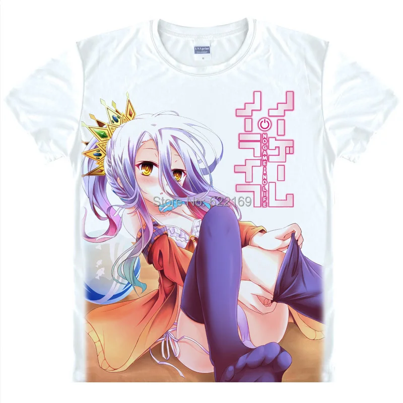 2015 мужская Уникальная футболка с аниме 3d принтом Повседневная NGNL Sora Shiro коротким