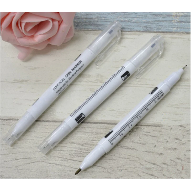 Хирургический маркер для бровей 5 шт. ручка татуажа стерильная линейка Двойные