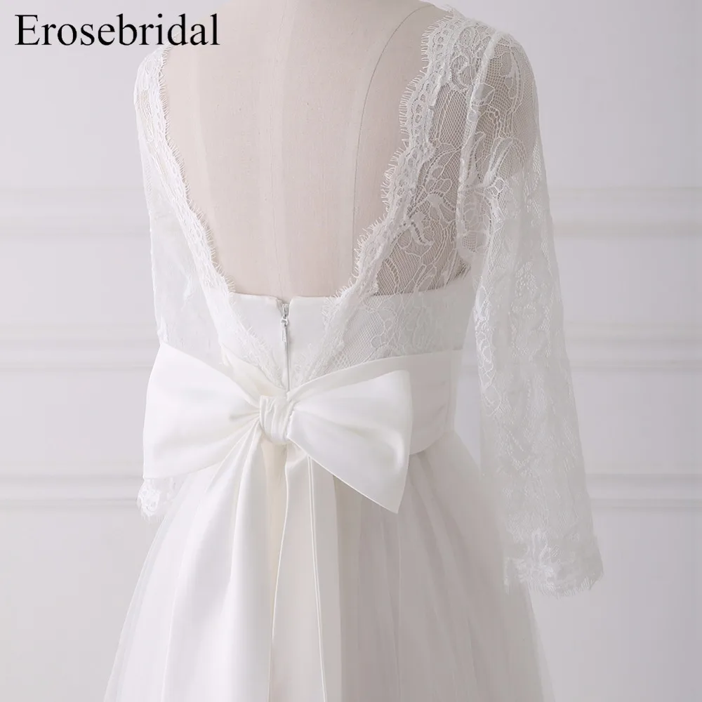 Женское платье с длинным рукавом Erosebridal простое большого размера открытой спиной