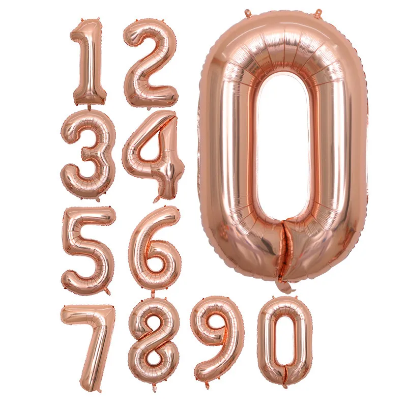rose gold Розовые и золотые воздушные шары, гигантские шары, 3" 40", фольгированные шары с цифрами, шары с днем рождения, возраст 30, 40, 50, 60, вечерние принадлежности - Цвет: rose gold