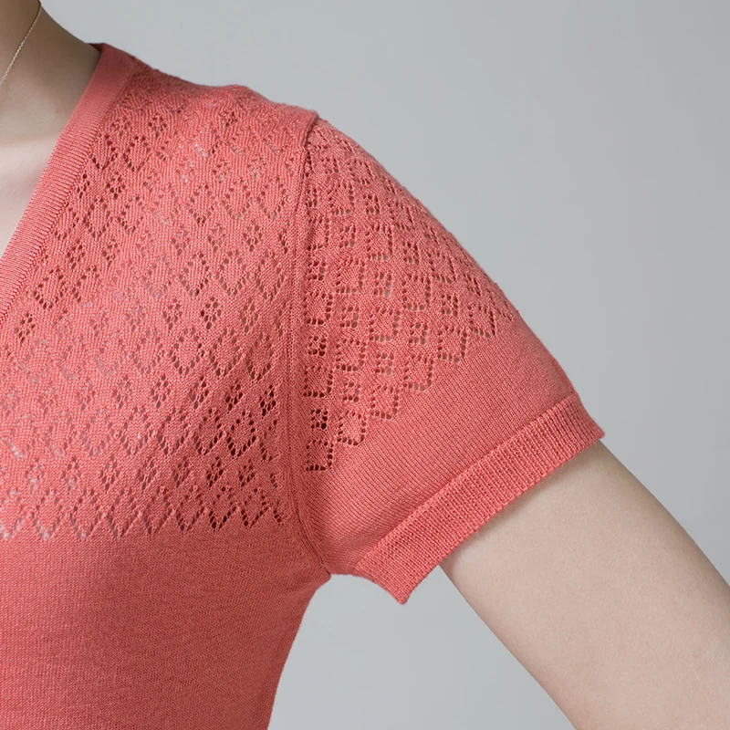 Женский тонкий трикотажный кардиган элегантный с V образным вырезом и вырезами