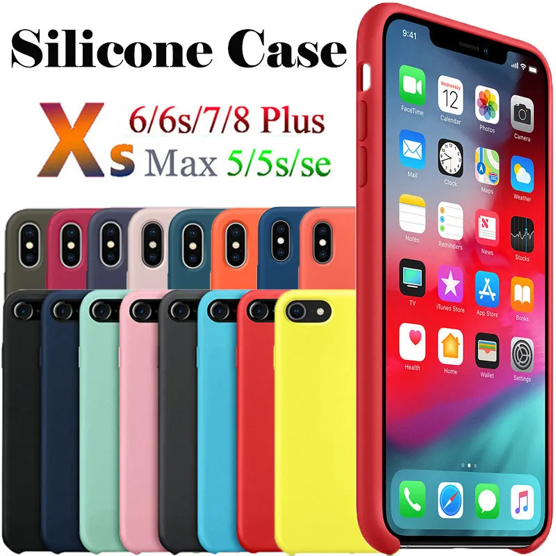 Есть логотип силиконовый чехол для телефона для iPhone 7 8 Plus жидкий силиконовый чехол для iPhone X XR XS Max с розничной посылка