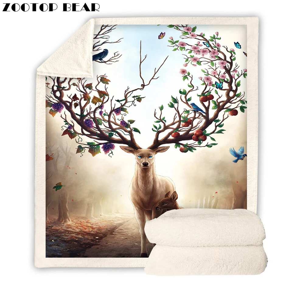 Новинка 2019 бархатное плюшевое покрывало с принтом художественного оленя оленем
