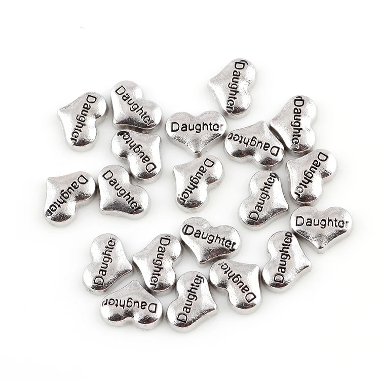 

20Pcs Heart Charms Daughter Charms For Floating Locket Charms Gifts Jewelry Accessories F748
