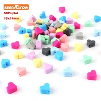 keepgrow 50pcs star silicone beads 12mm food grade teether heart beads bracelet for diy jewelry making beads baby teether toys