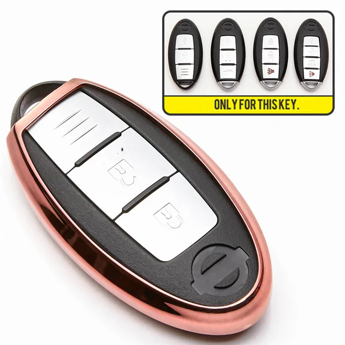 Чехол для ключей автомобиля из ТПУ для Nissan Note Micra K12 Qashqai J10 J11 Juke Teana Leaf Kicks Terrano Key Ring Shell аксессуары - Название цвета: Pink