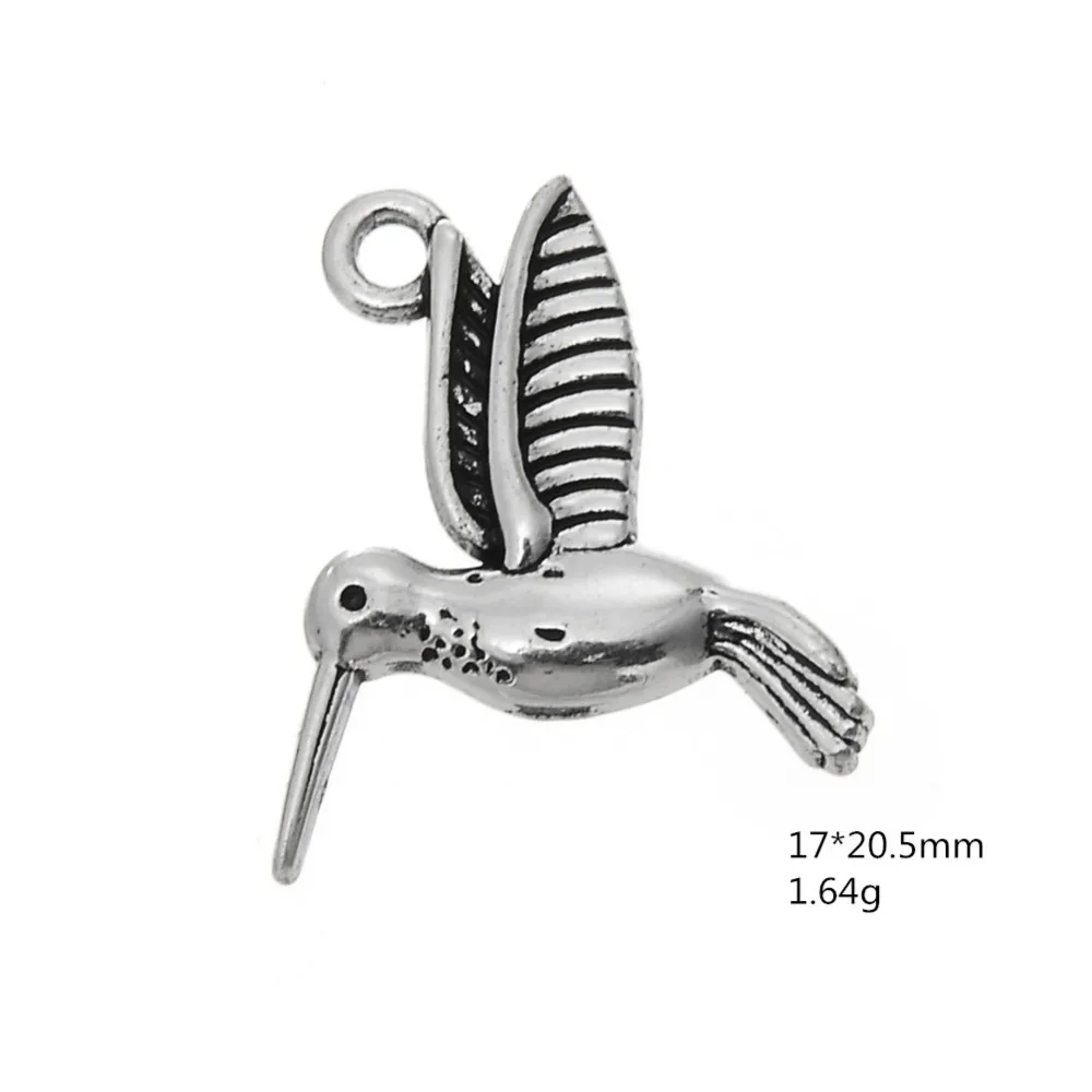 Винтажная Посеребренная Колибри my shape Шарм для браслета плавающая