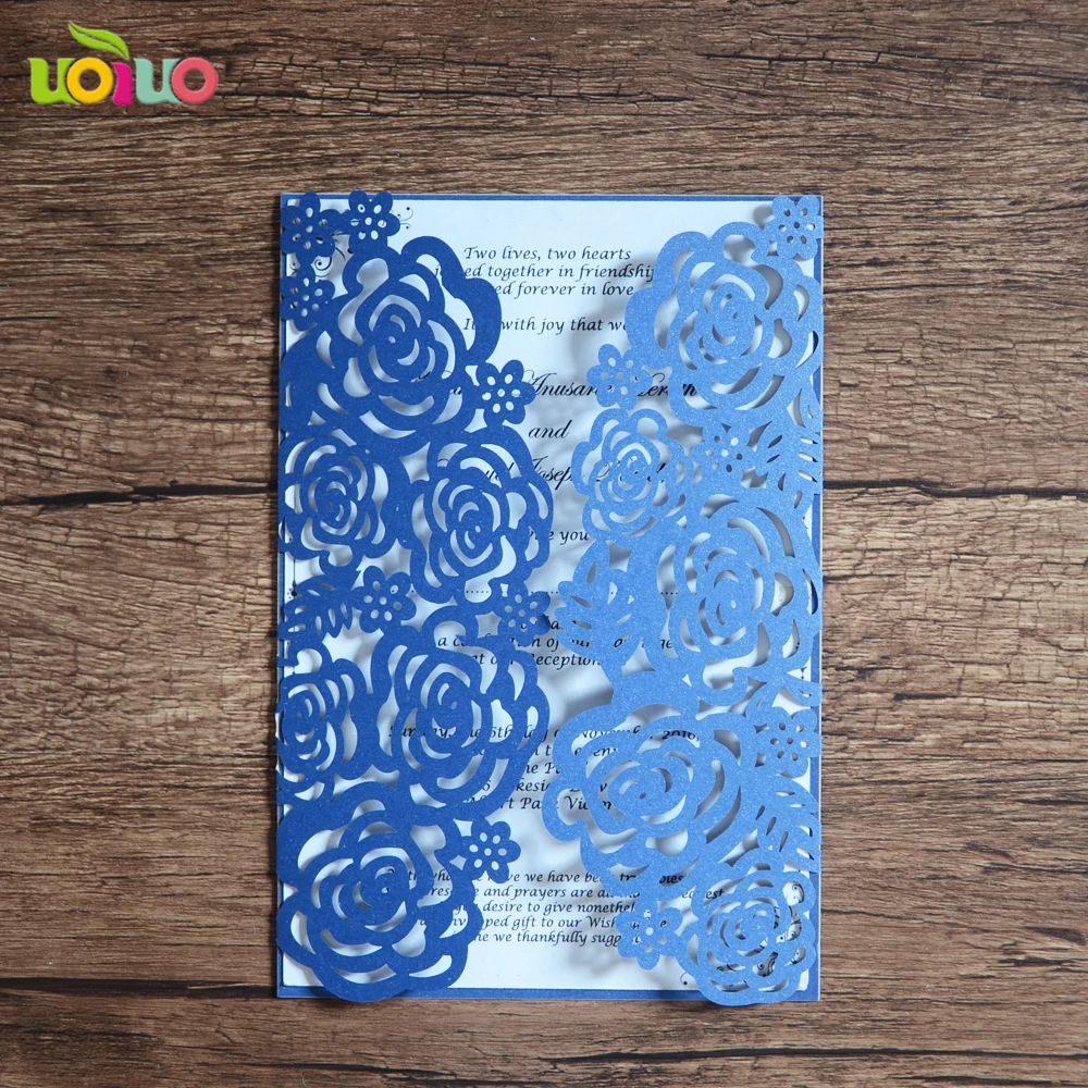 Ярко синие фотообои лазерная вырезка розы свадебные пригласительные