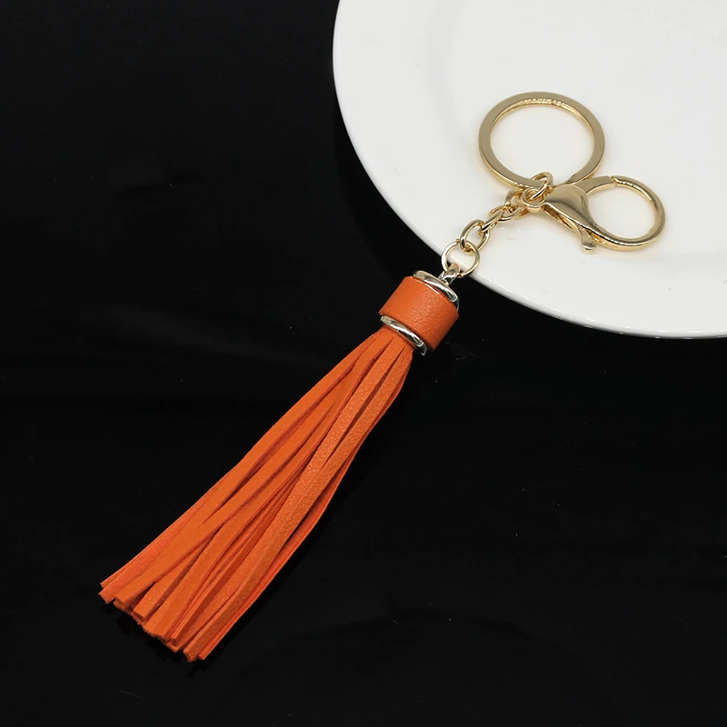 Кожаный брелок с кисточками модный многоцветный для ключей женщин и девочек