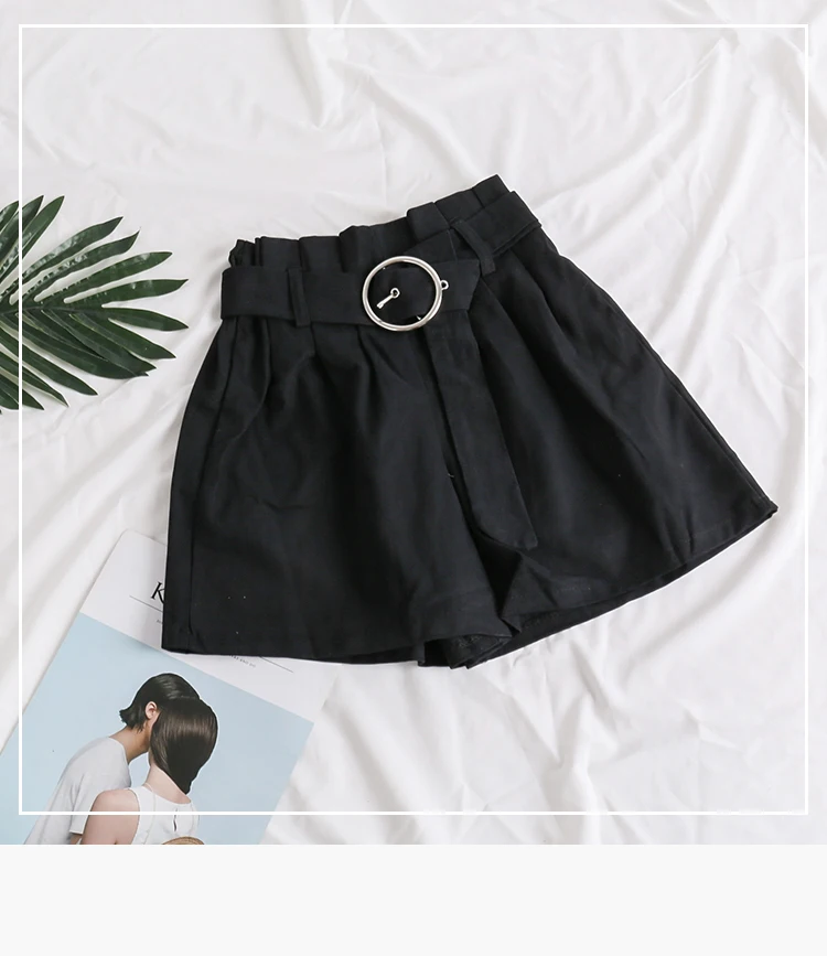 Fall &amp Winter Ladies High Waist Fashion Ring Loose Shorts Women Wide Leg Casual with Belt | Женская одежда