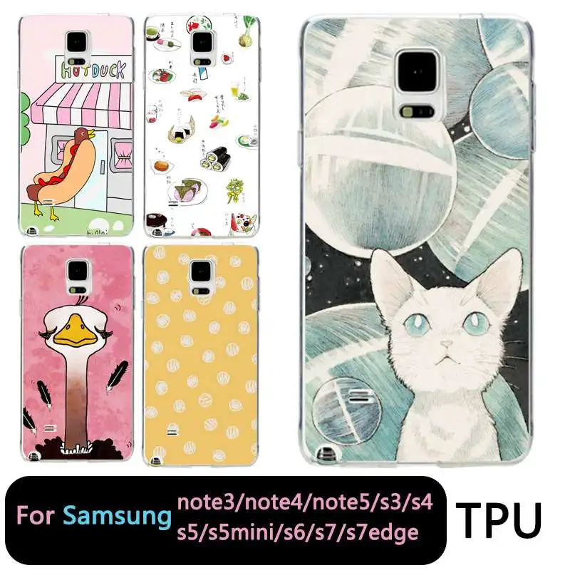 QMSWEI ТПУ мягкий чехол для телефона samsung Note5 S8 s6 s7 edge s4 s5 s3 C5 C9 note3 note4 S9plus суши Флора с
